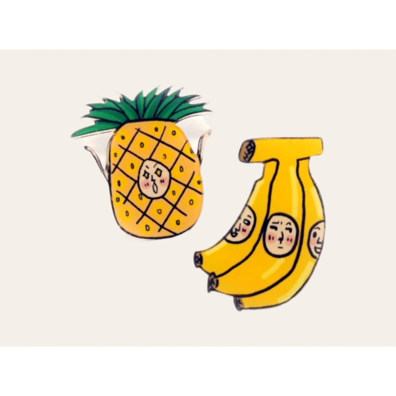 Pin plátano + piña caras