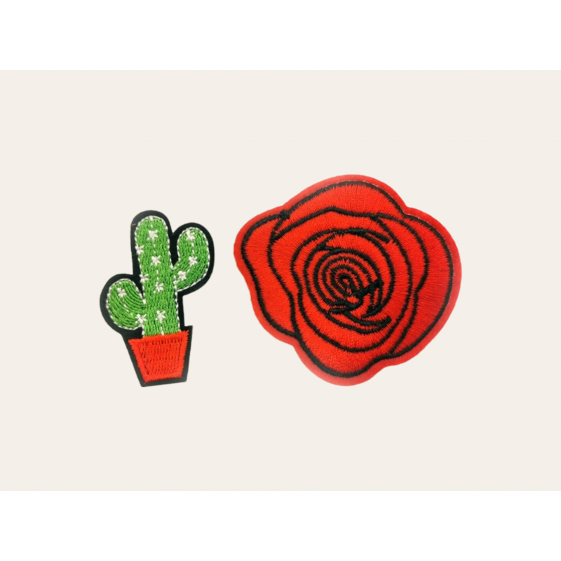 Parche rosa flor + cactus