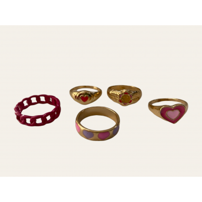 Juego anillos fucsia 2
