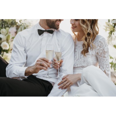 Copa personalizable de champagne para novios