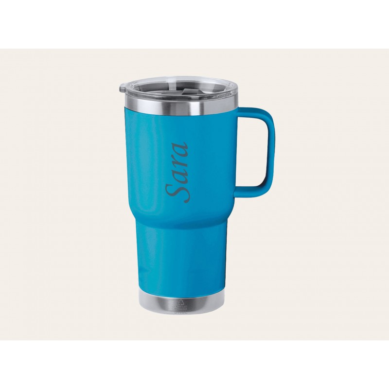 Vaso térmico con asa verde