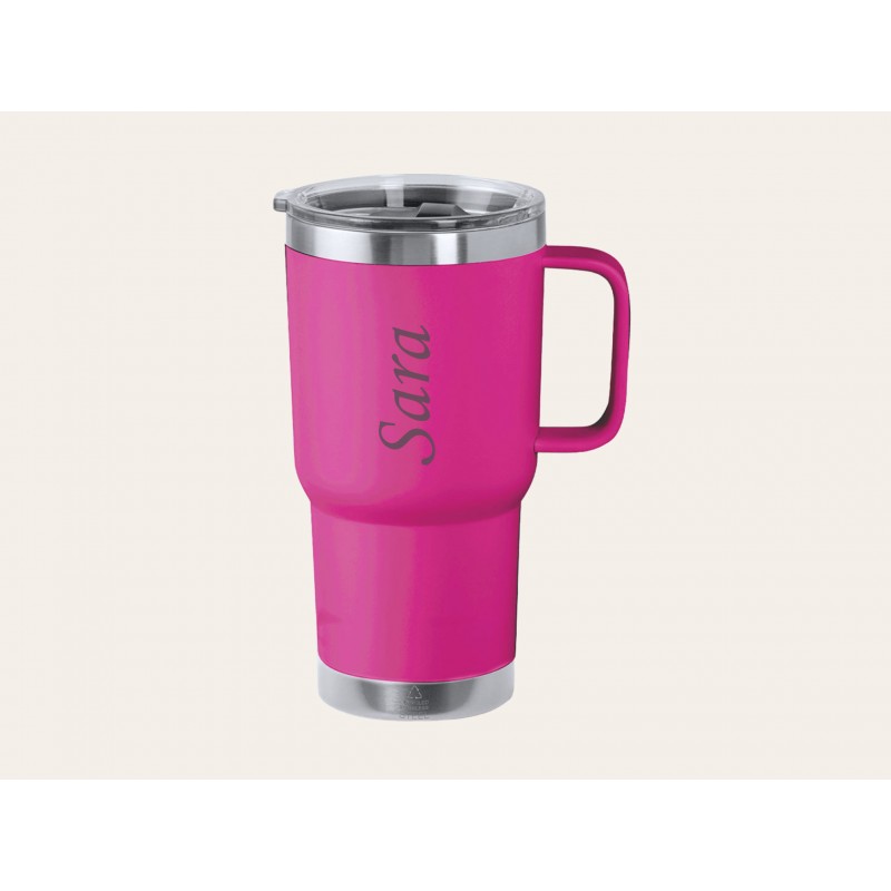 Vaso térmico con asa verde
