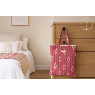 Bolsa algodón étnica rosa