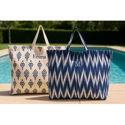 Bolsa XL algodón étnica azul