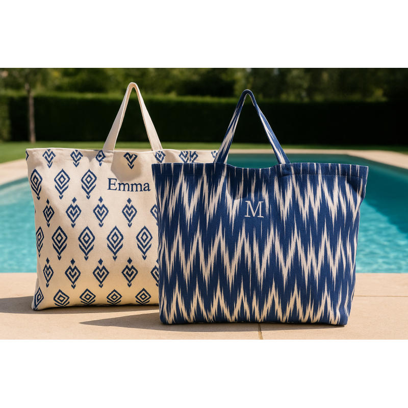 Bolsa XL algodón étnica azul
