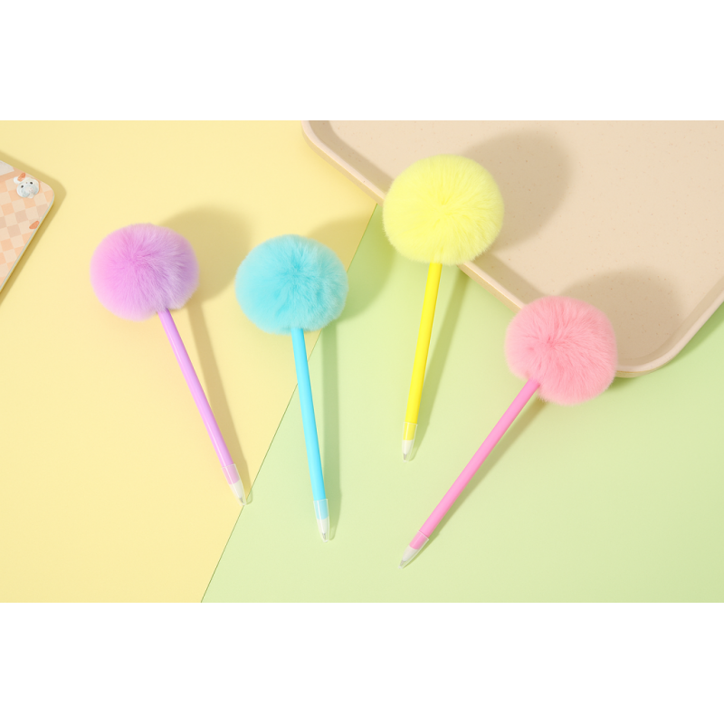 Bolígrafos con pompón de peluche