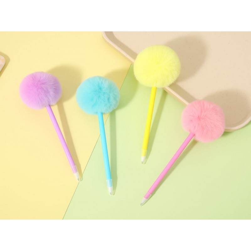 Bolígrafos con pompón de peluche