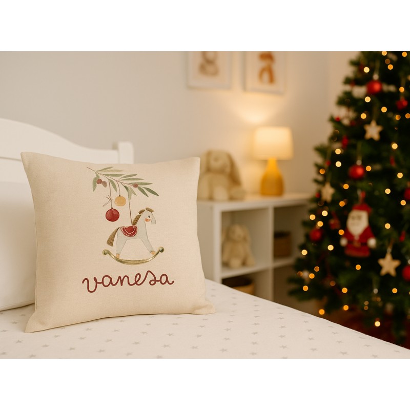Cojín de navidad con Caballito balancín Cojín de navidad con Caballito balancín
