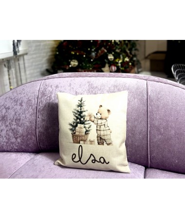 Cojín de lino con Osito y...