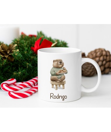 Taza de Capibara navideña