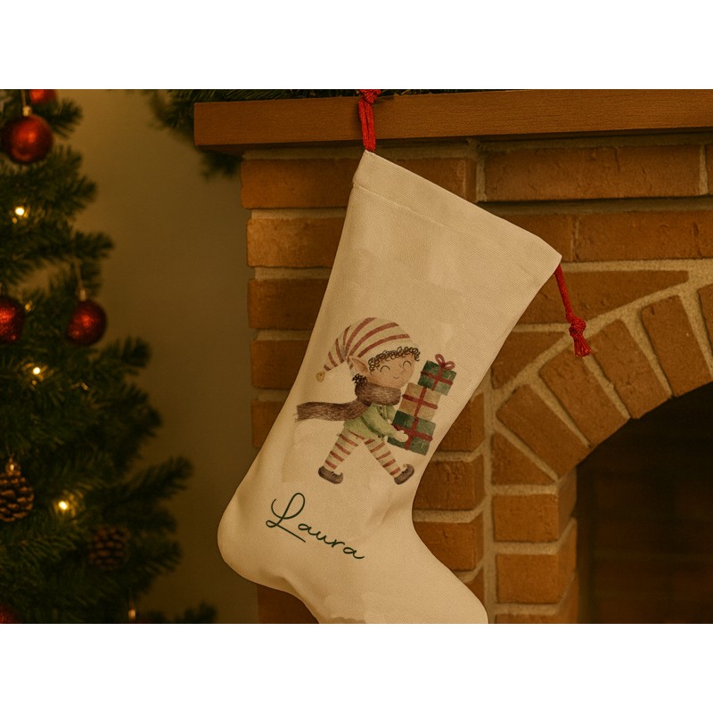 Saco de navidad con diseño de Elfo