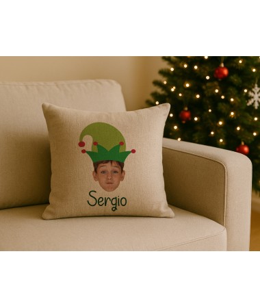 Cojín de lino con cara de Elfo