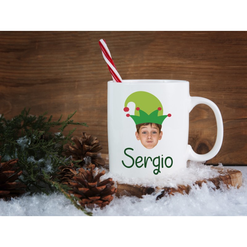 Taza personalizada elfo navideño con... Taza personalizada elfo navideño con...