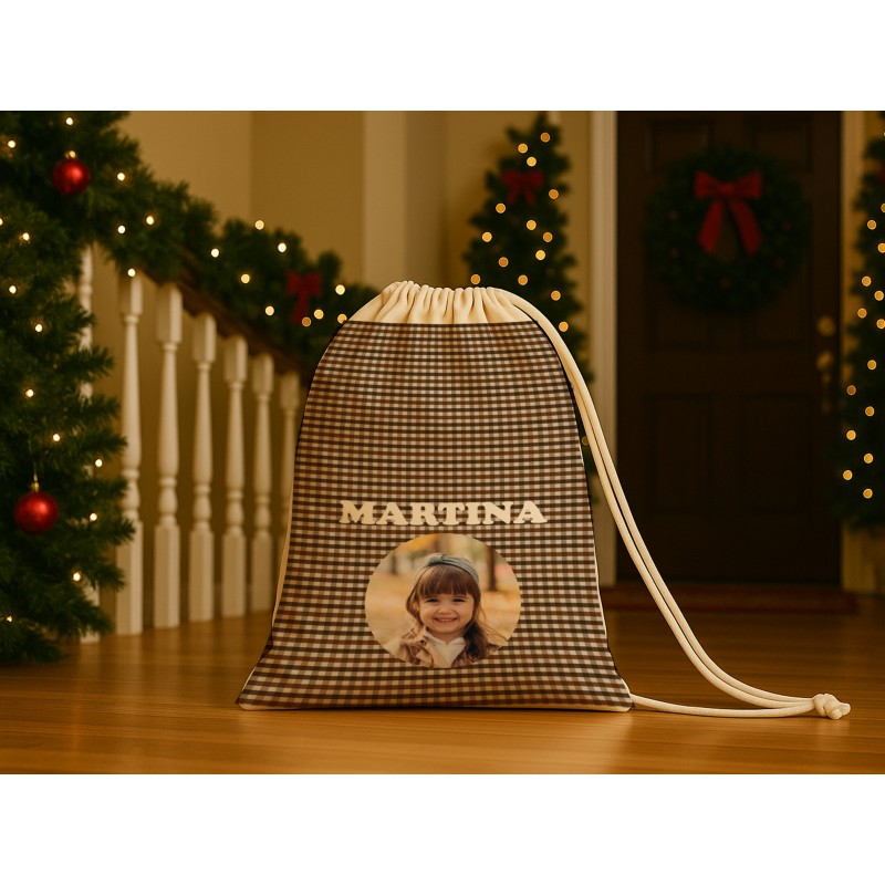 Saco navideño vichy personalizado con...