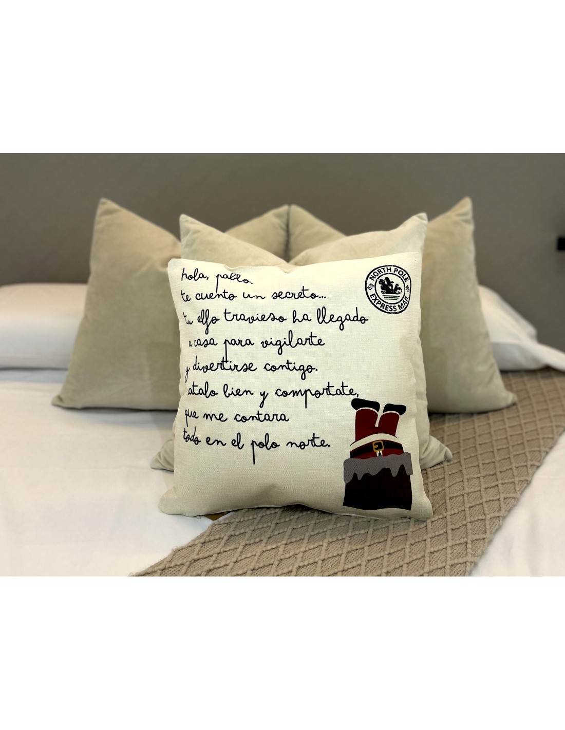 Cojín navideño de carta de Papá Noe Cojín navideño de carta de Papá Noe