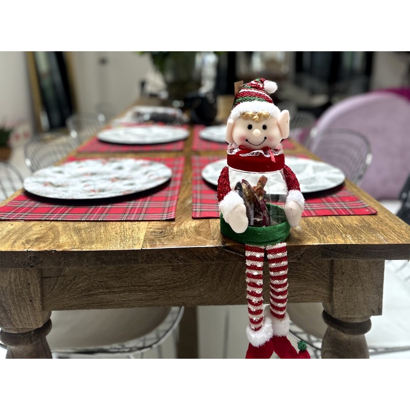 Figura poliéster de elfo con bombones Figura poliéster de elfo con bombones