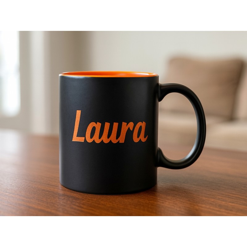 Taza personalizable de pizarra naranja