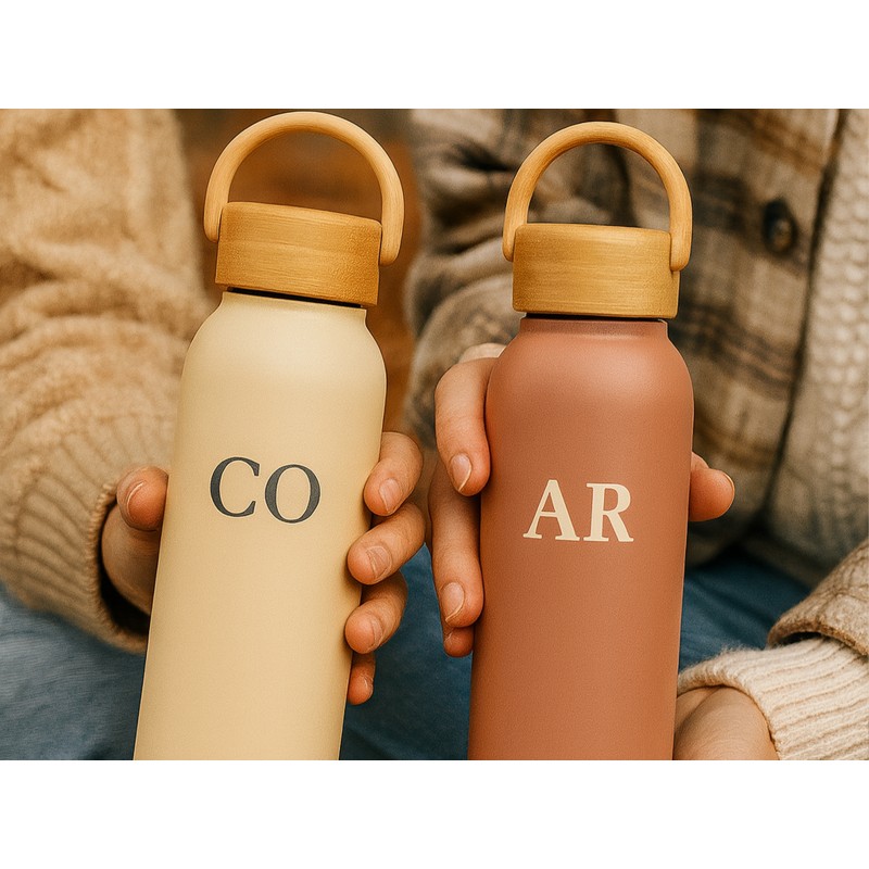 Botella mate con tapón de madera...