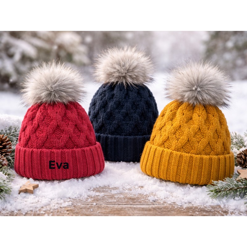 Gorro de lana con pompón