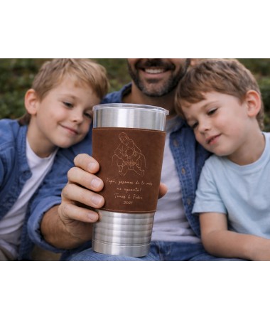 Vaso térmico con PU marrón