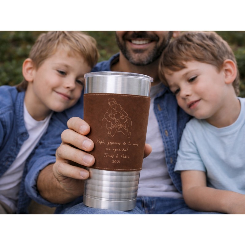 Vaso térmico con PU marrón