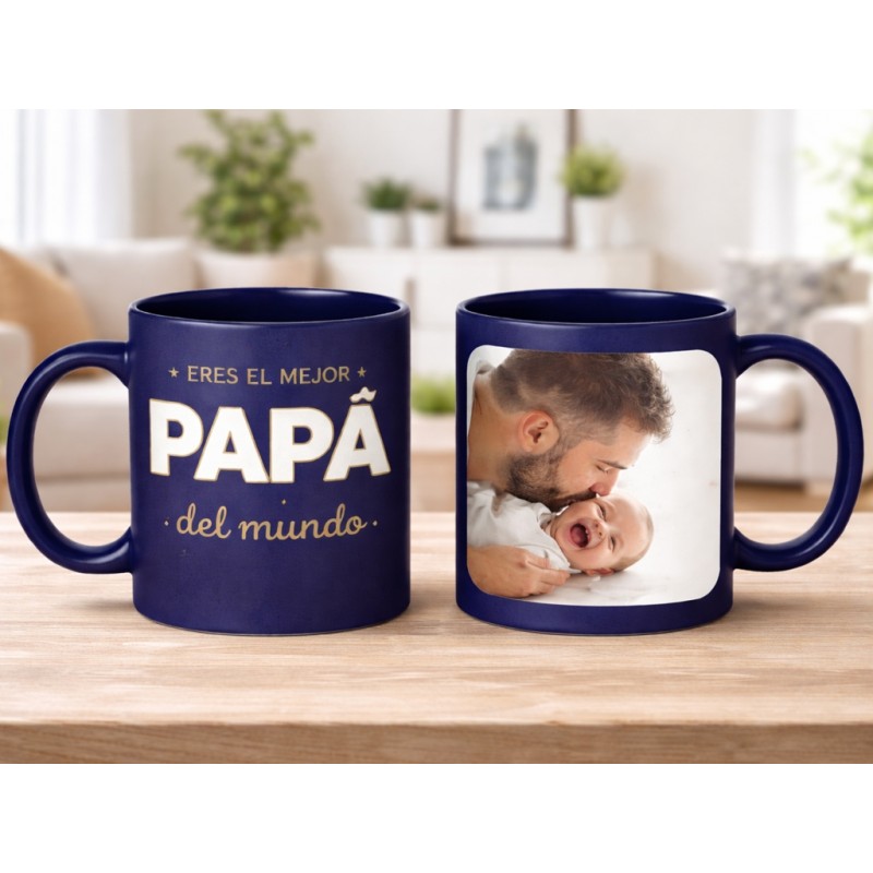 Taza azul especial fotos