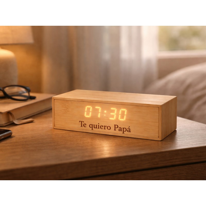Reloj multifunción bambú