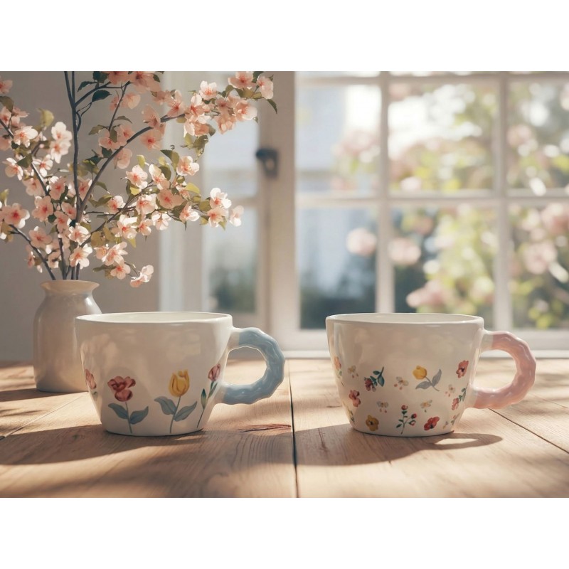 Taza mug flores