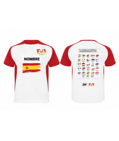 Camiseta con manga roja...