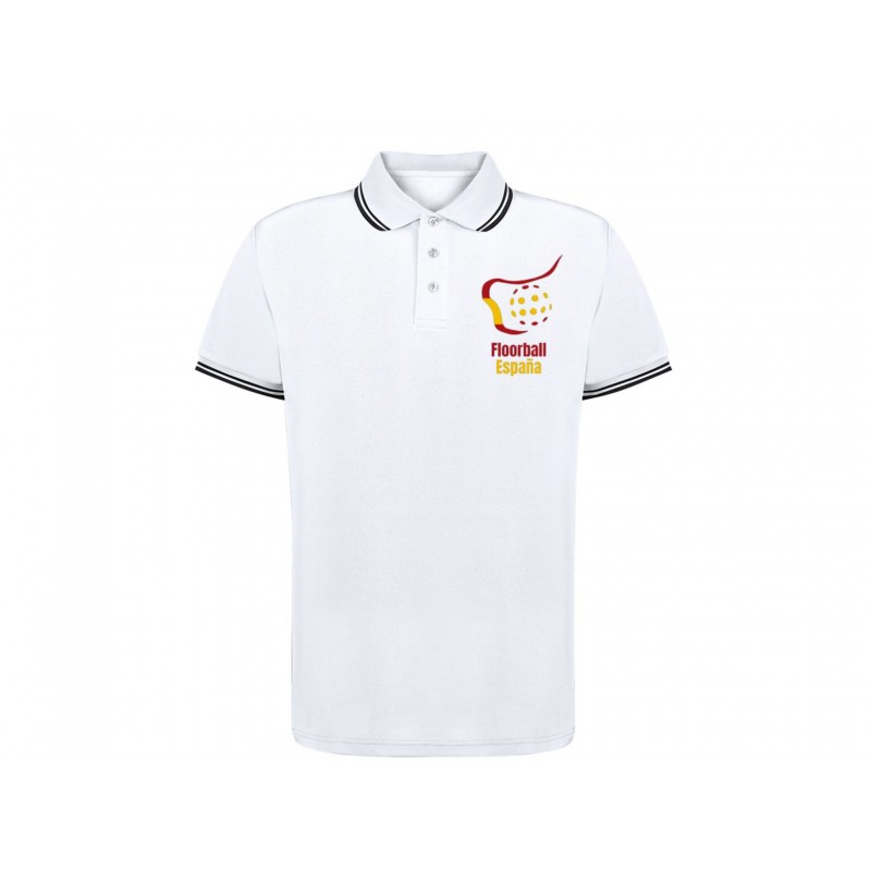 Polo blanco logo pecho Floorball