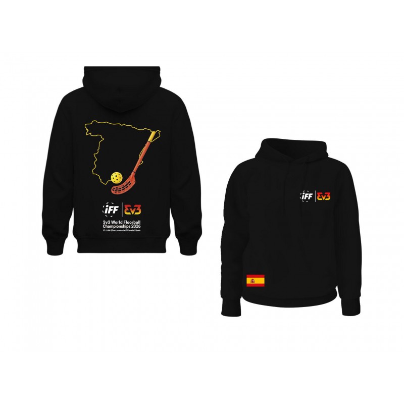 Sudadera negra con capucha Floorball
