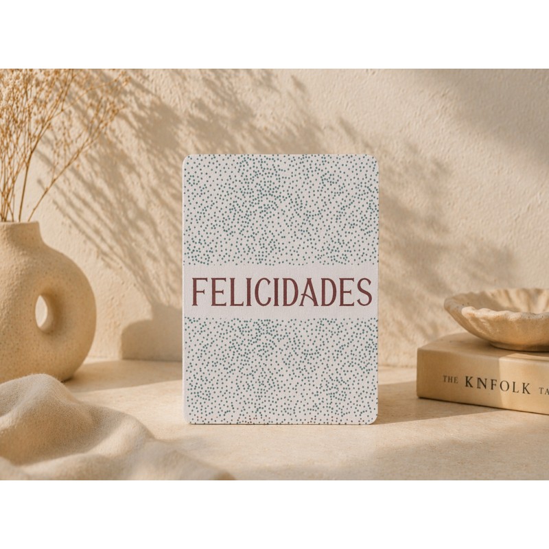 Tarjeta felicitación puntitos azul...