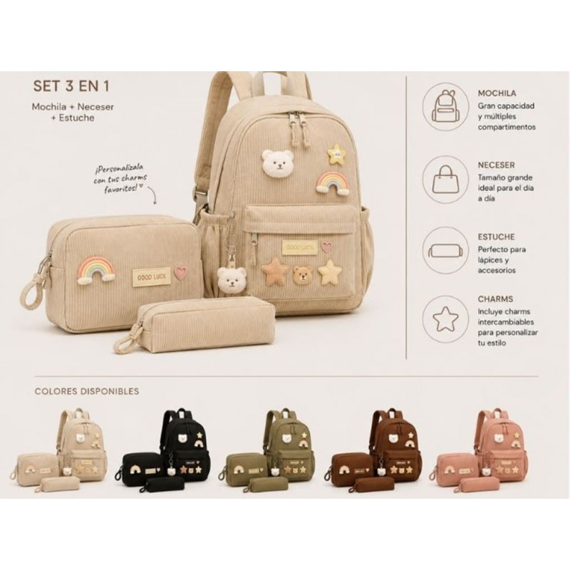 Pack de mochila, nevera y estuche