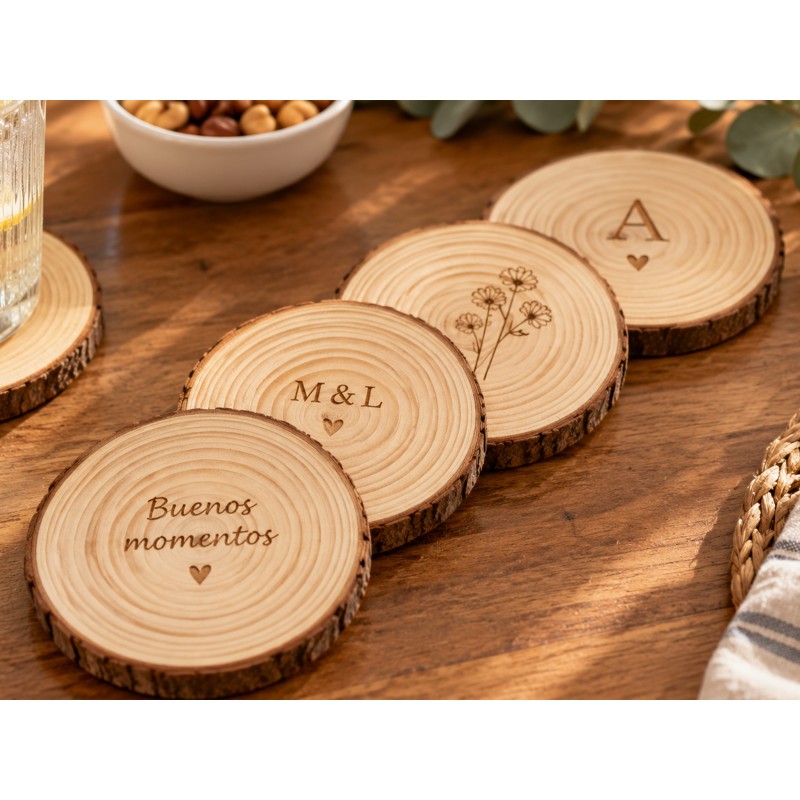 Set personalizable de posavasos troncos