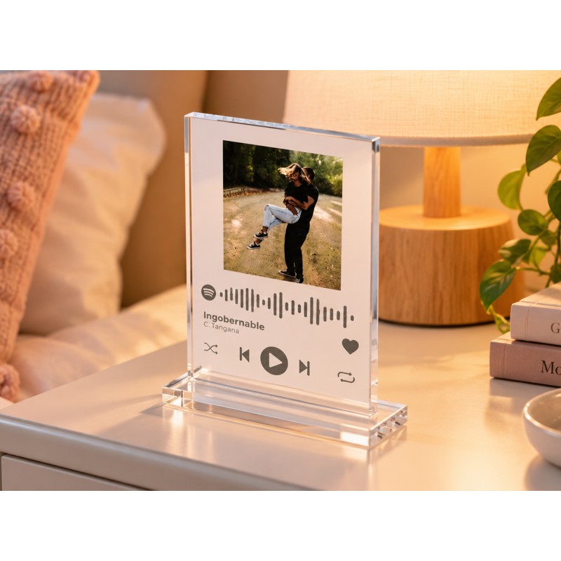 Cristal de Spotify con canción y foto...