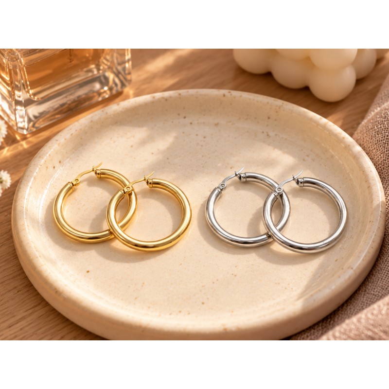 Pendientes de aro dorados y plata