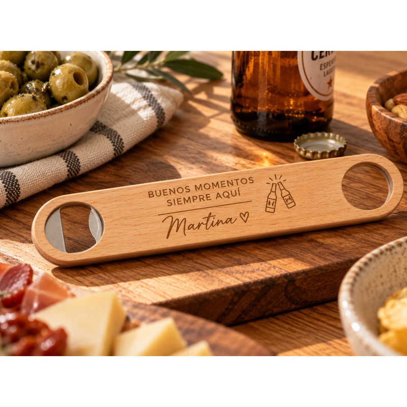 Abridor personalizable plano de madera